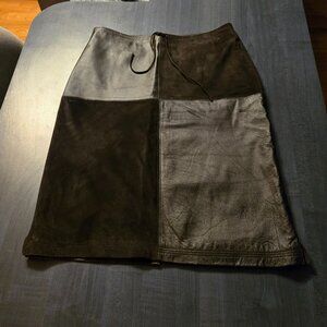 Brown 100% Leather and Suede skirt size 10-11